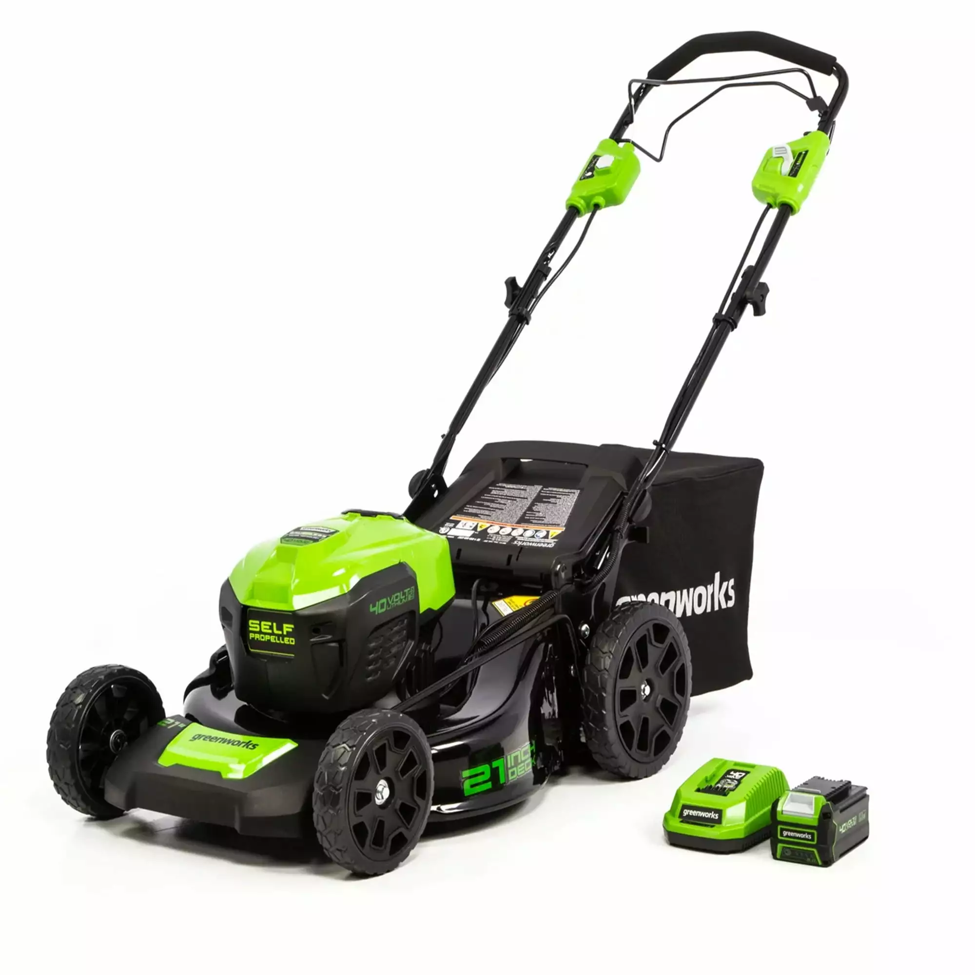 Greenworks 40V 21-inch self-propelled lawn mower LMF414 2515602 with battery and charger